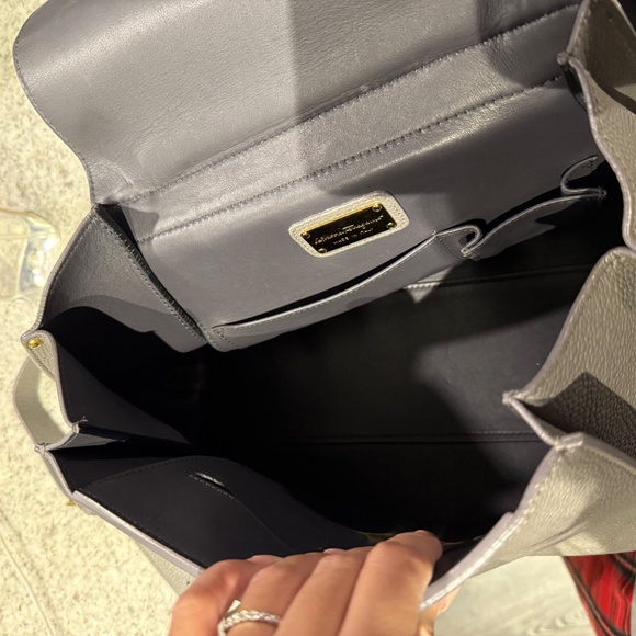 Salvatore Ferragamo  Sofia Gancini Shoulder Handbag (Grey Leather) - Picture 6 of 8